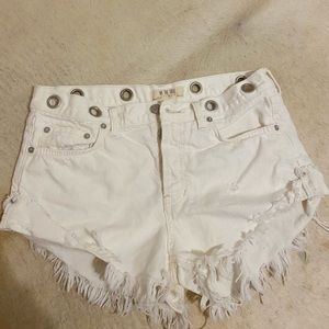 Free People White Jean Shorts